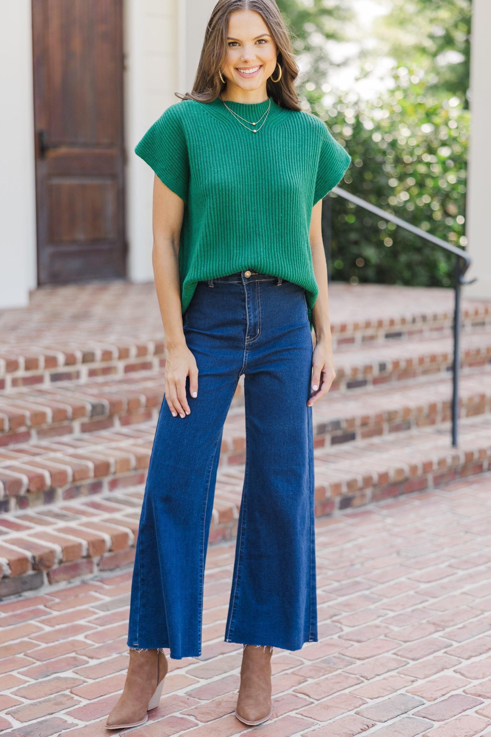 The Slouchy Green Short Sleeve Sweater Female Product Image
