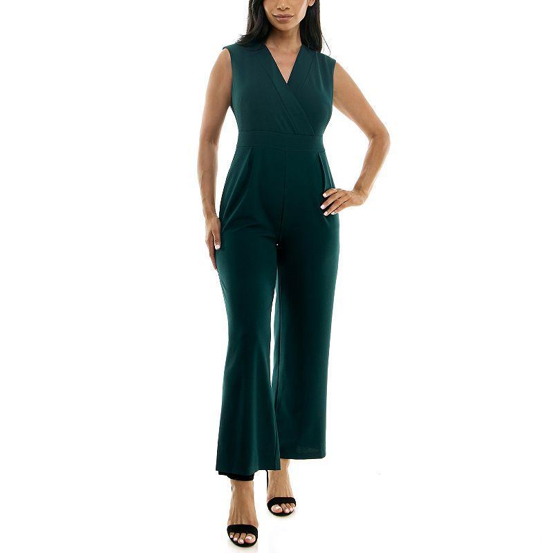 Women's Nina Leonard Surplice Jumpsuit, Size: Small, Blue Product Image
