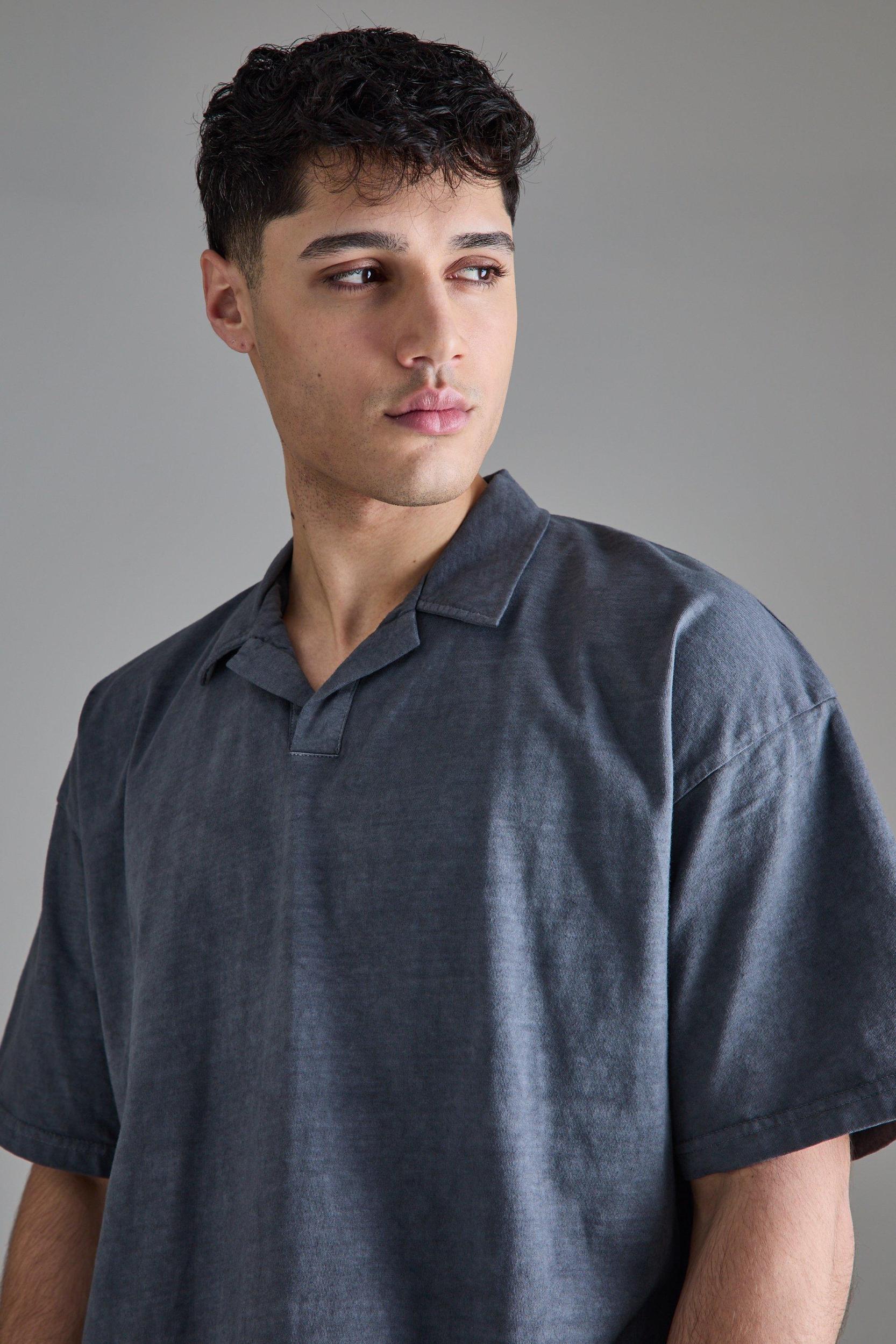 Oversized Revere Wash Polo | boohooMAN USA Product Image