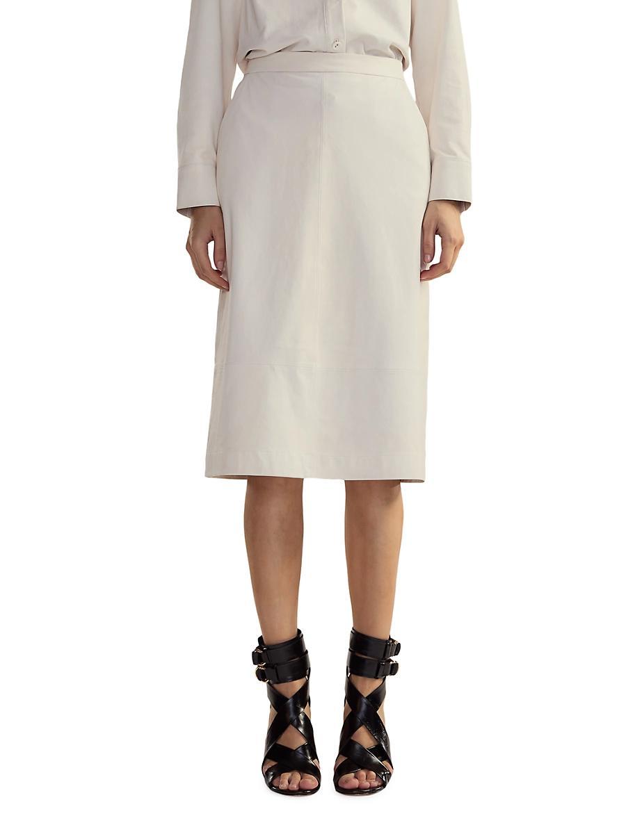 Womens Leather High-Waisted Back-Slit Midi-Skirt Product Image