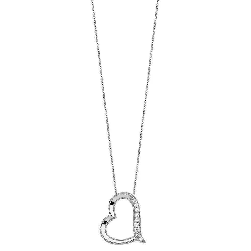Sentimental Expressions Sterling Silver Antiqued Cubic Zirconia Daughter-In-Law Heart Necklace, Women's, Size: 18" Product Image