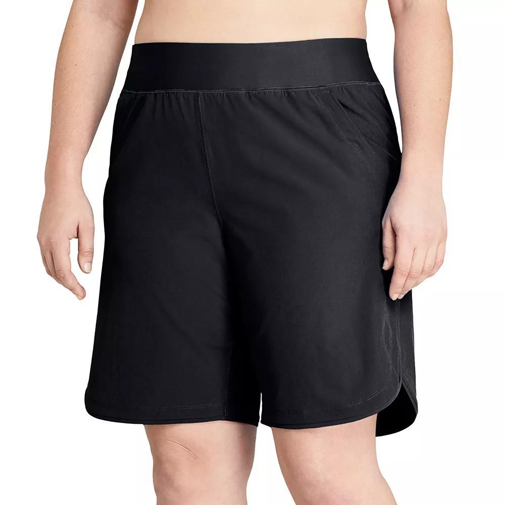 Women's Lands' End 9" Quick Dry Board Shorts Swim Cover-up, Size: 18, Black Product Image