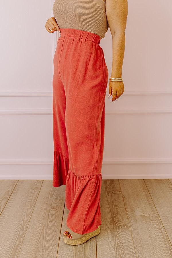 The Kenzo High Waist Linen-Blend Trousers In Aurora Red Curves Product Image