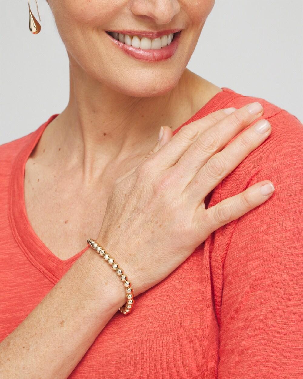 Small Beaded Gold Tone Stretch Bracelet Product Image