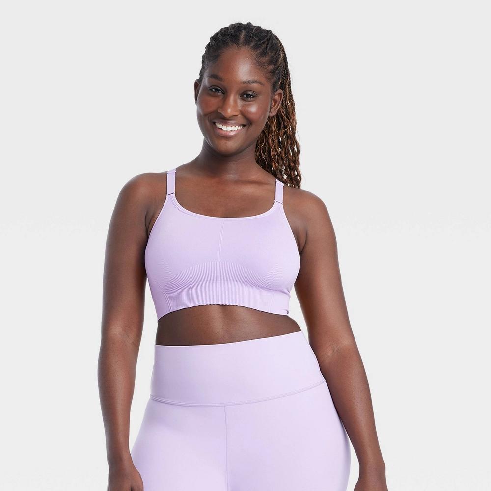 Women's Seamless Medium Support Cami Sports Bra - All In Motion™ Purple M Product Image