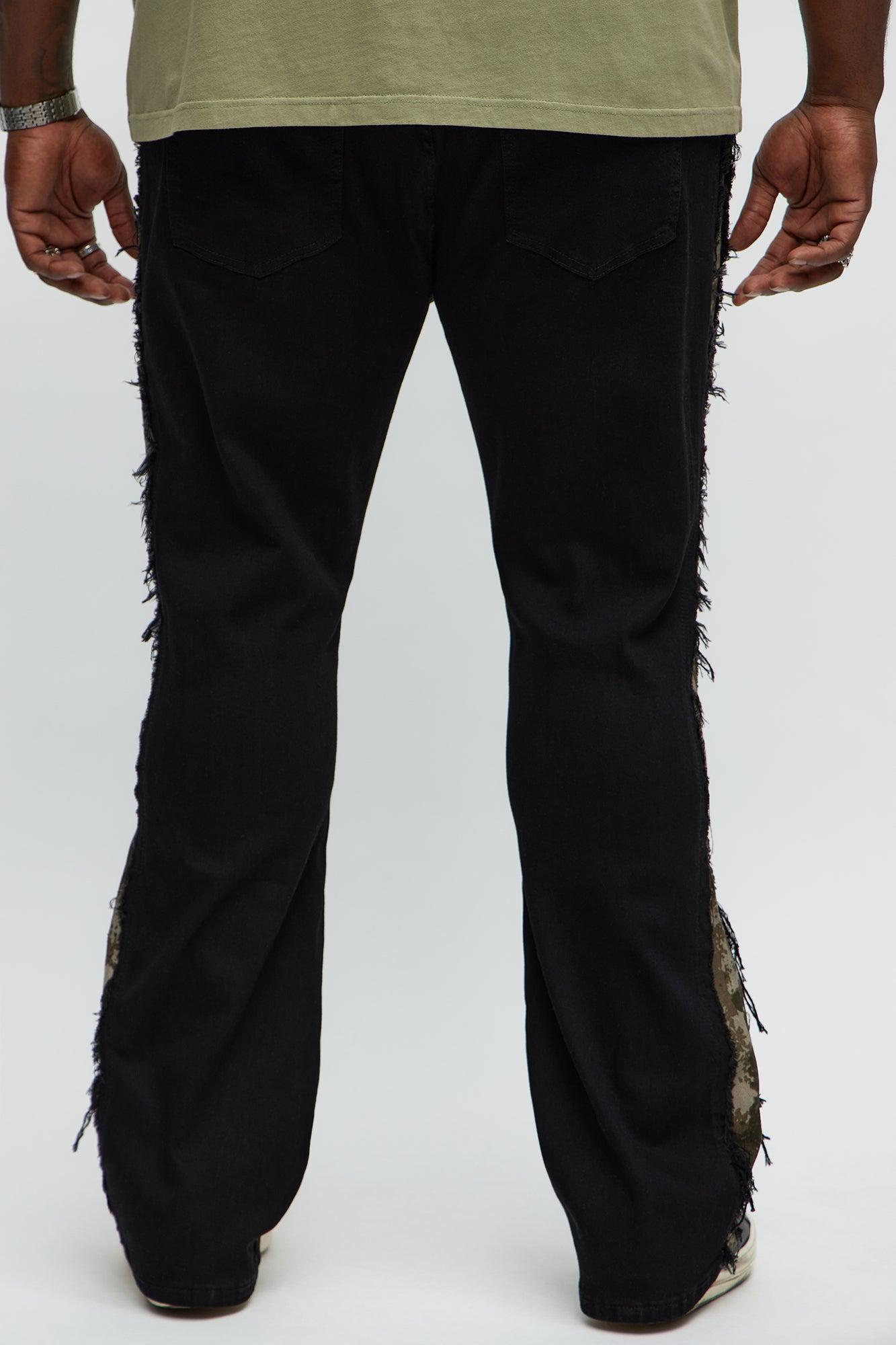 Cover Me Camo Ripped Stacked Skinny Flare Jeans - Black Product Image