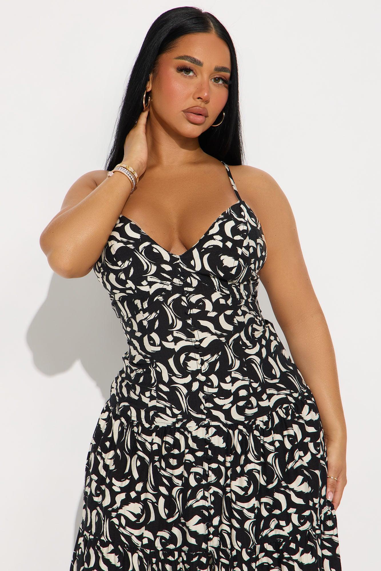 Charlie Printed Linen Maxi Dress - Black/combo Product Image