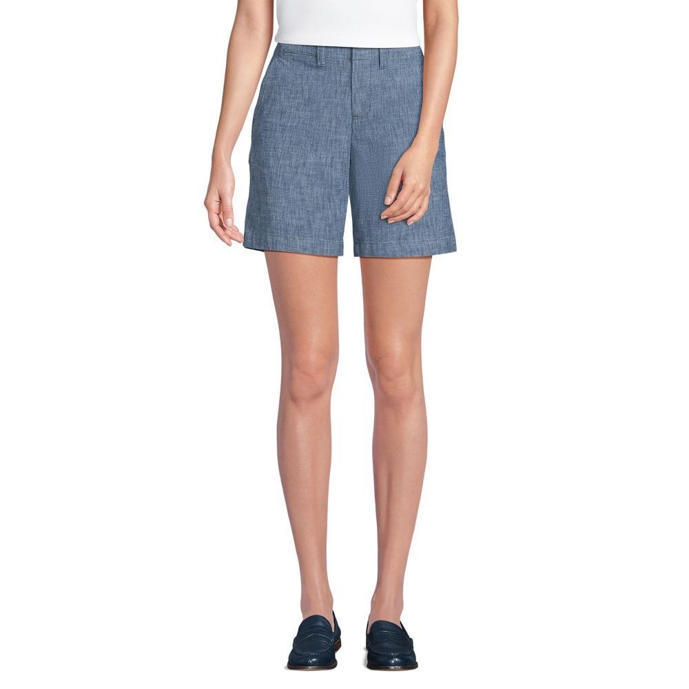 Women's Lands' End Elastic Back Classic Chino Shorts, Size: 12, Evening  Chambray Product Image