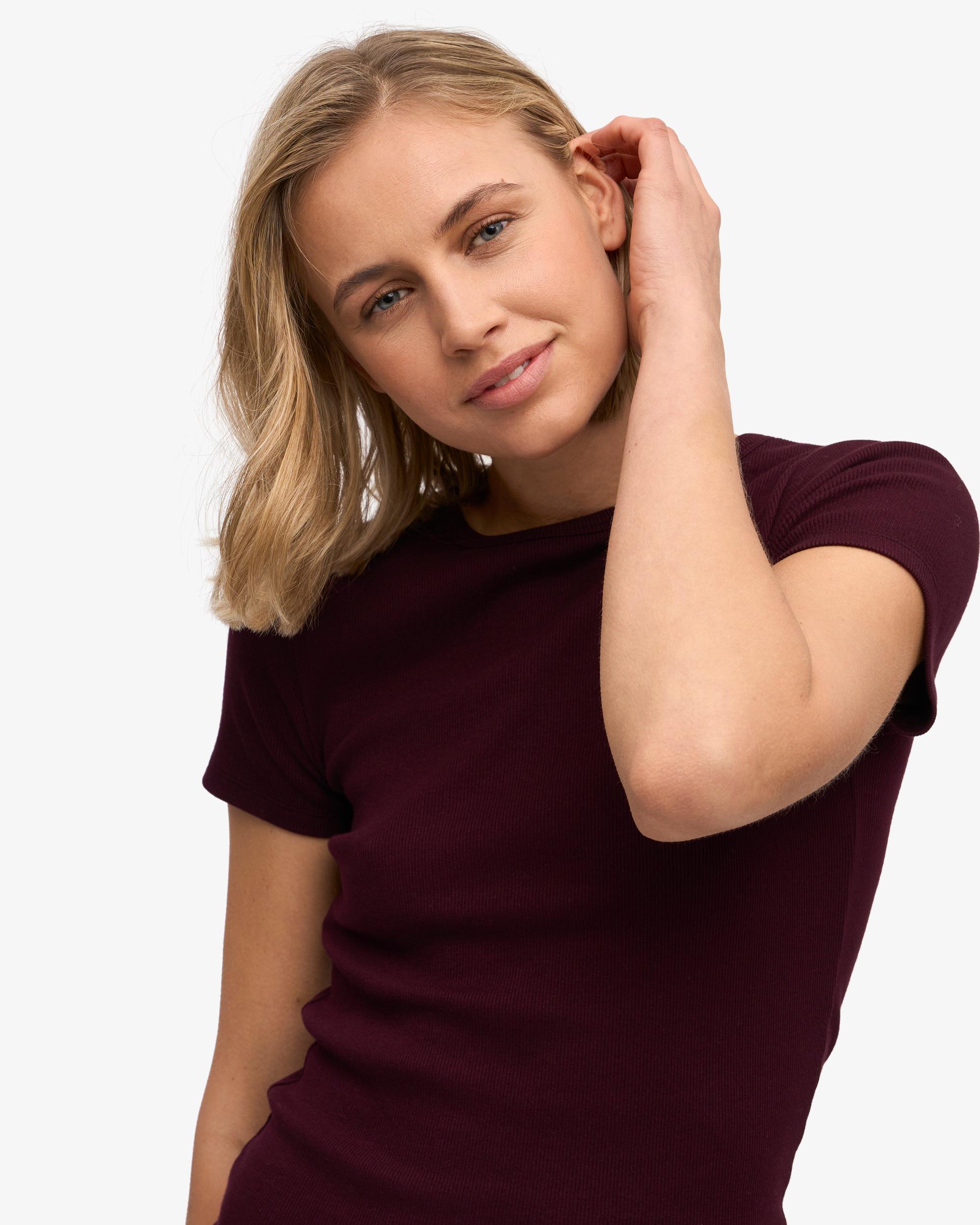 Organic Rib T-Shirt - Oxblood Red Product Image