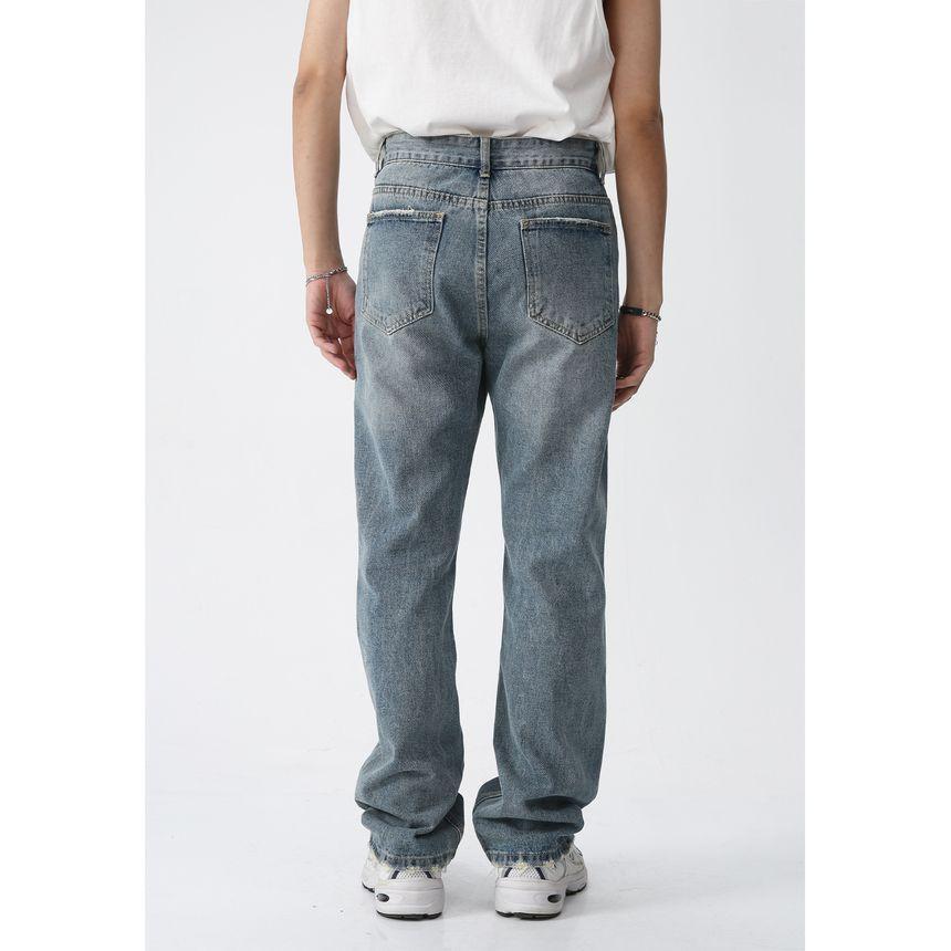 High Waist Washed Loose Fit Jeans Product Image