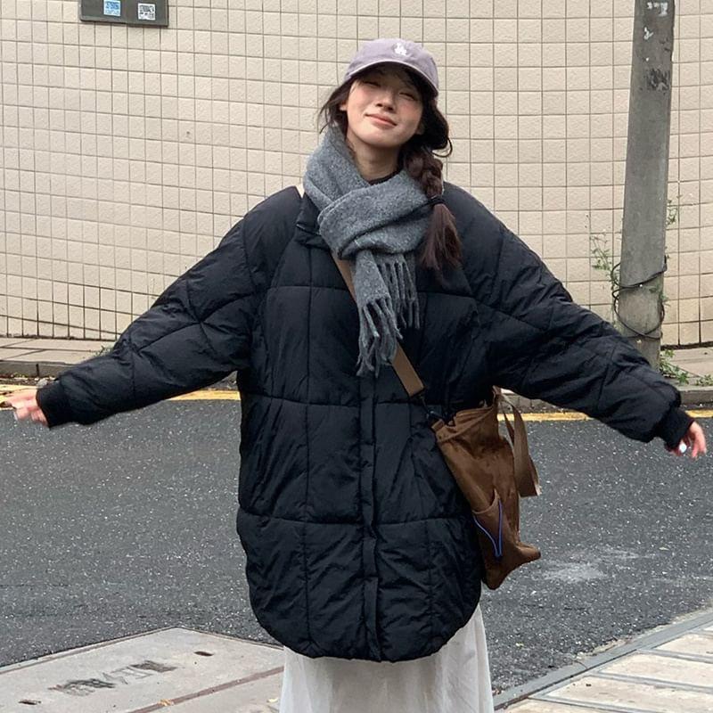 Plain Zip-Up Puffer Coat Product Image