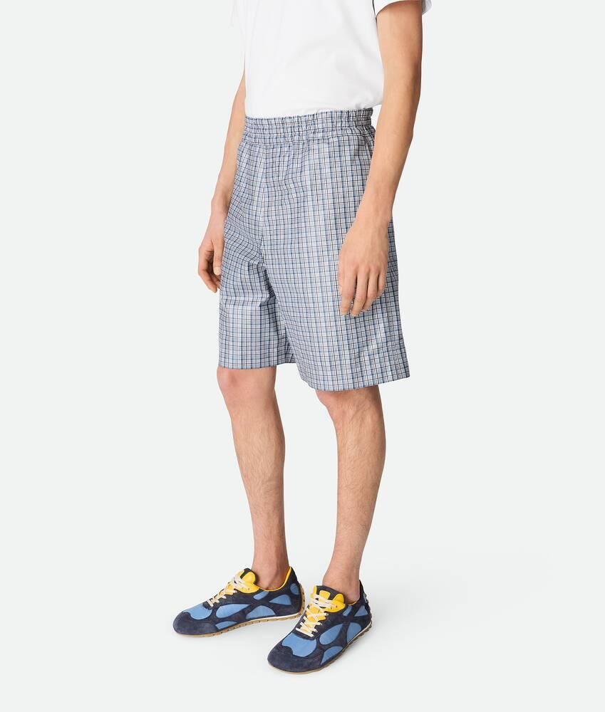 Men's Printed Leather Shorts in White/navy/azure Product Image