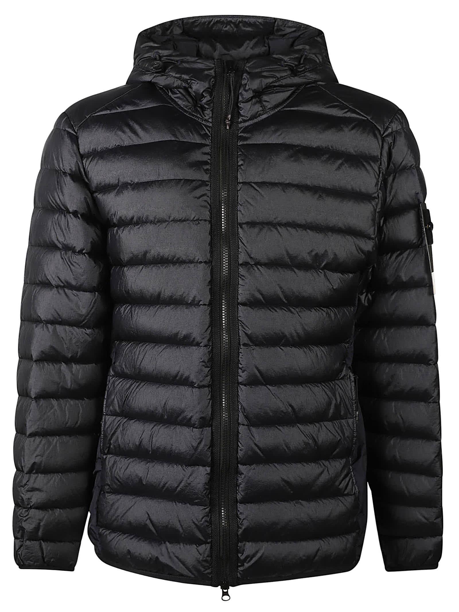 STONE ISLAND Logo Patch Zipped Padded Jacket In Blue Product Image