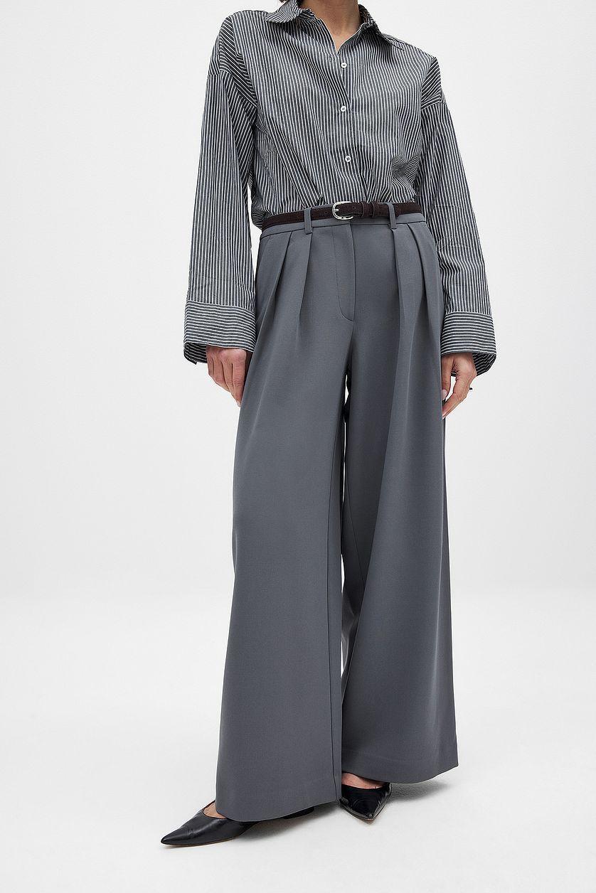 Wide High Waist Suit Pants Product Image