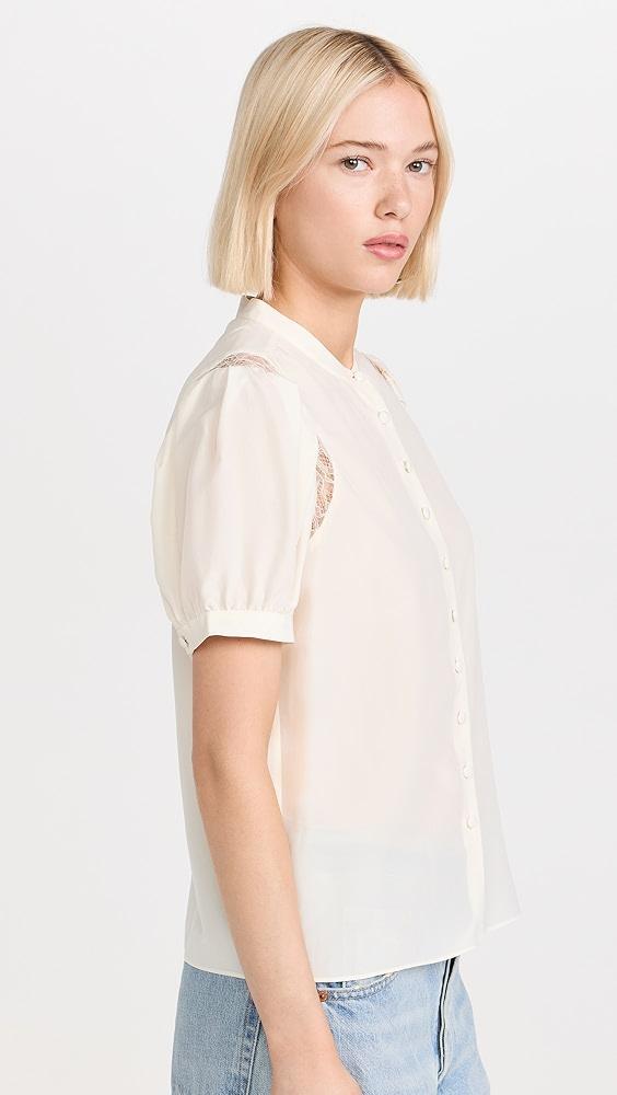 FRAME Lace Shoulder Inset Blouse | Shopbop Product Image