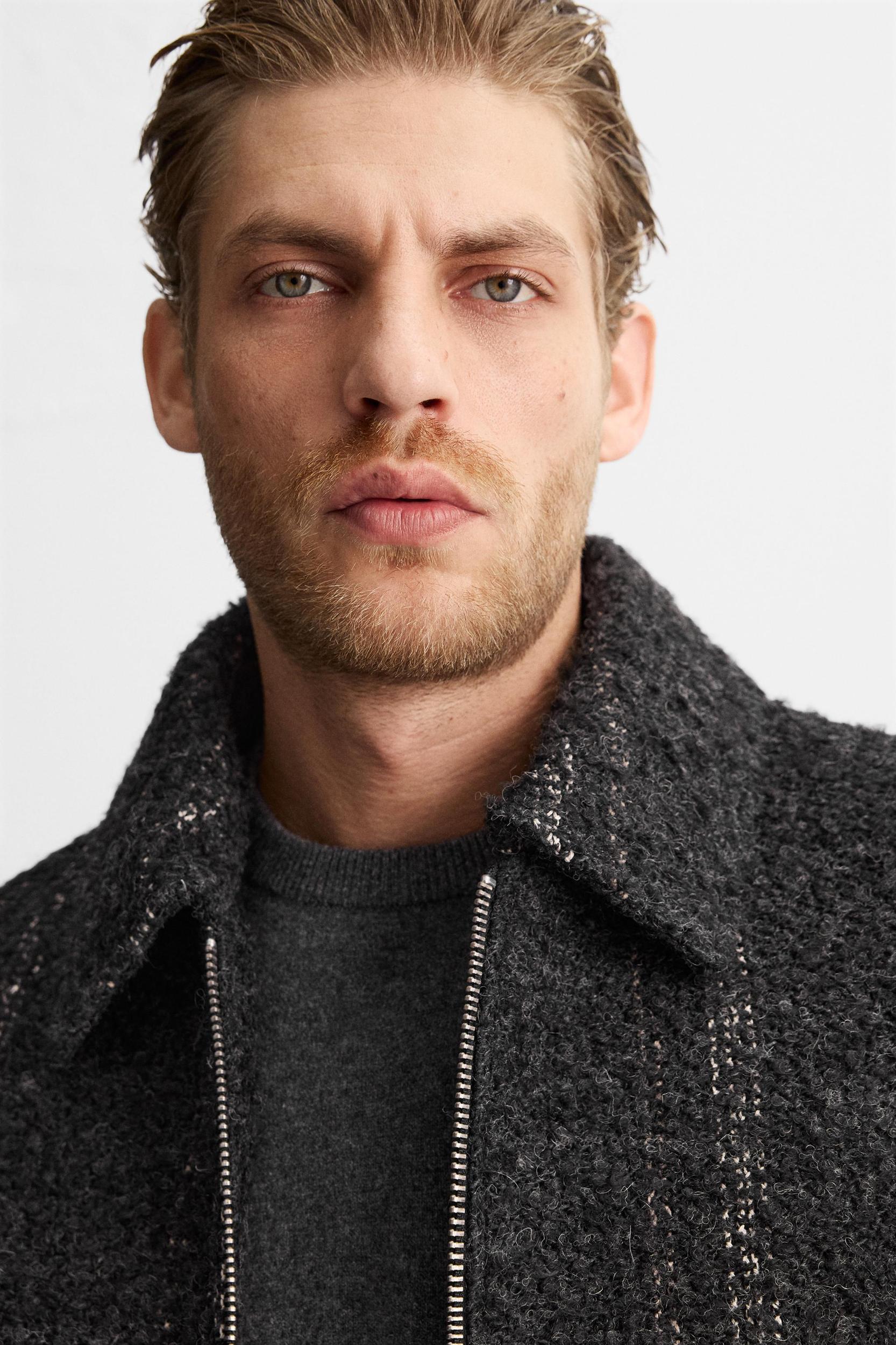 STRIPED TEXTURED OVERSHIRT Product Image