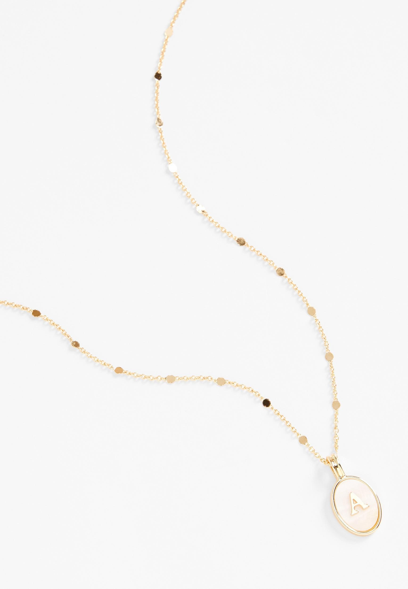 Gold Oval Initial Pendant Necklace Product Image