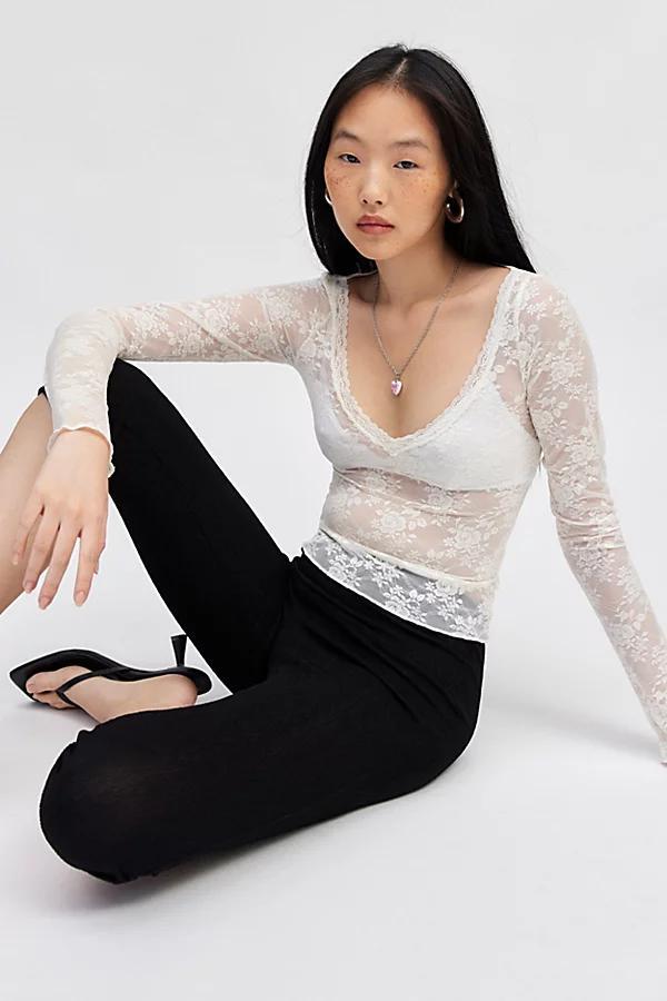 Out From Under Lana Plunge Lace Long Sleeve Top Womens at Urban Outfitters Product Image