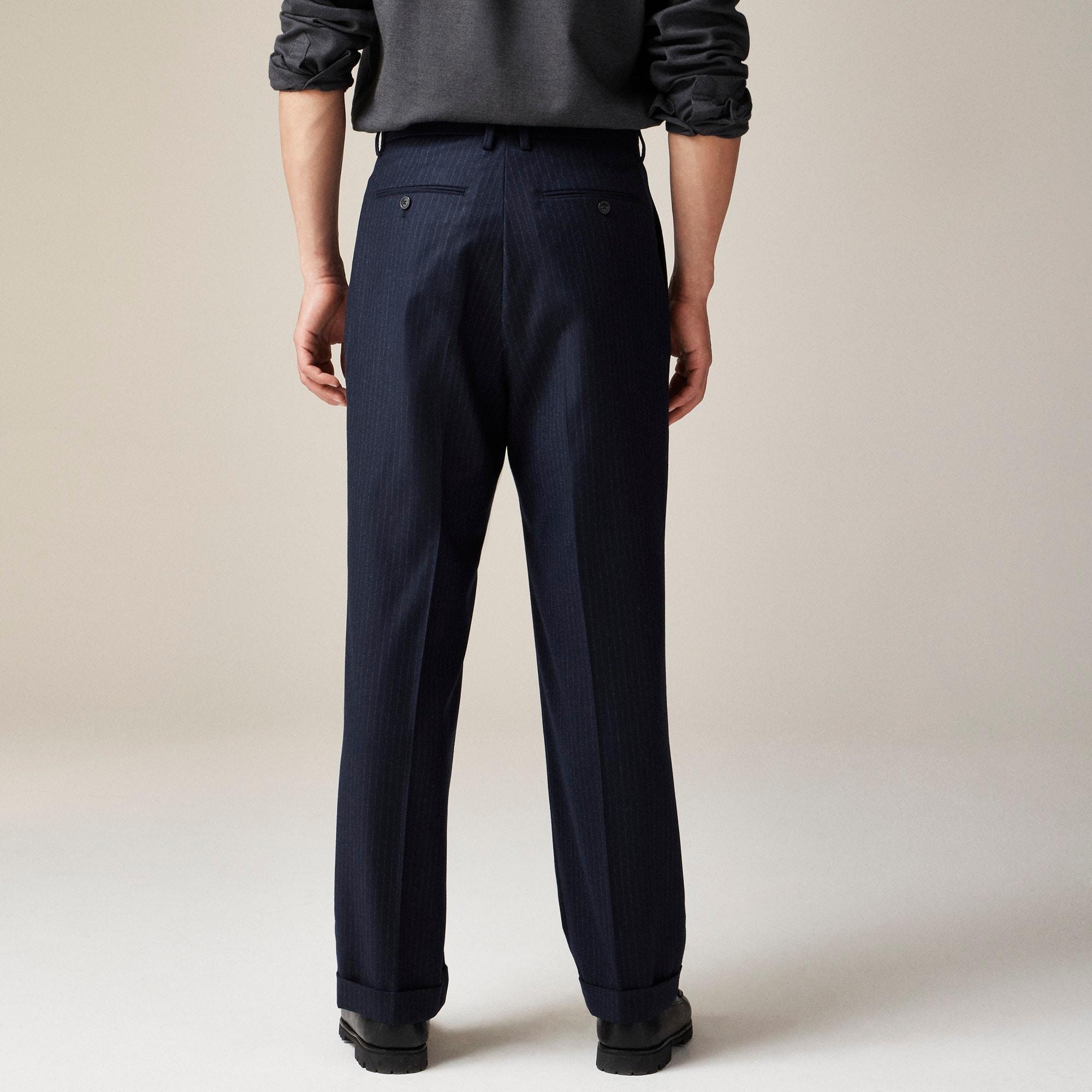 Relaxed-fit single-pleat trouser in Italian wool chalk stripe Product Image