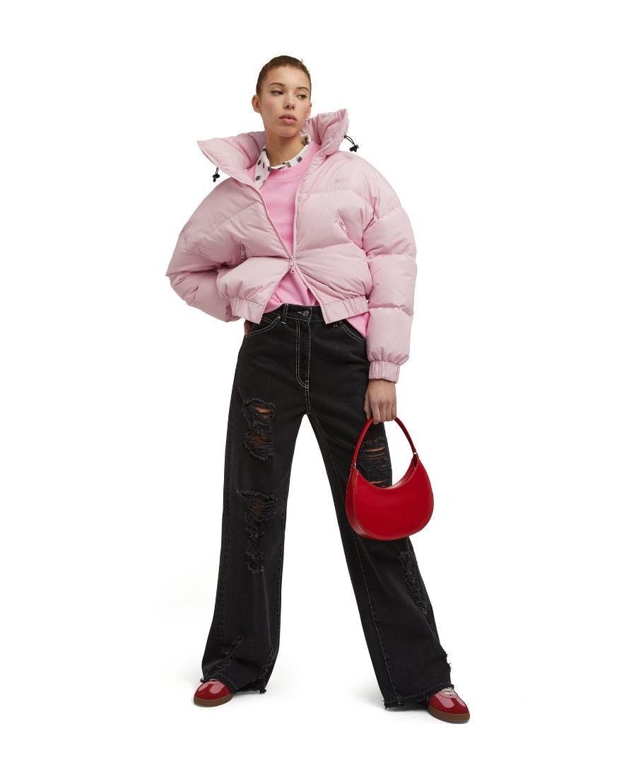 MSGM Funnel Neck Quilted Padded Jacket In Pink Product Image
