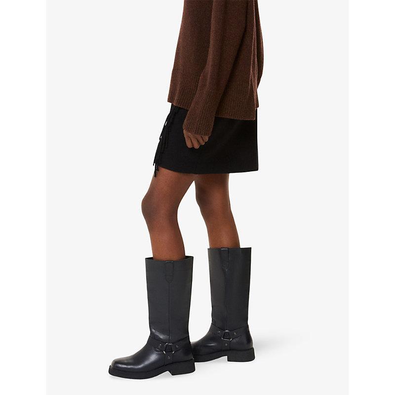 WHISTLES Womens Matteo Leather Heeled Knee-high Boots Blac In Black Product Image