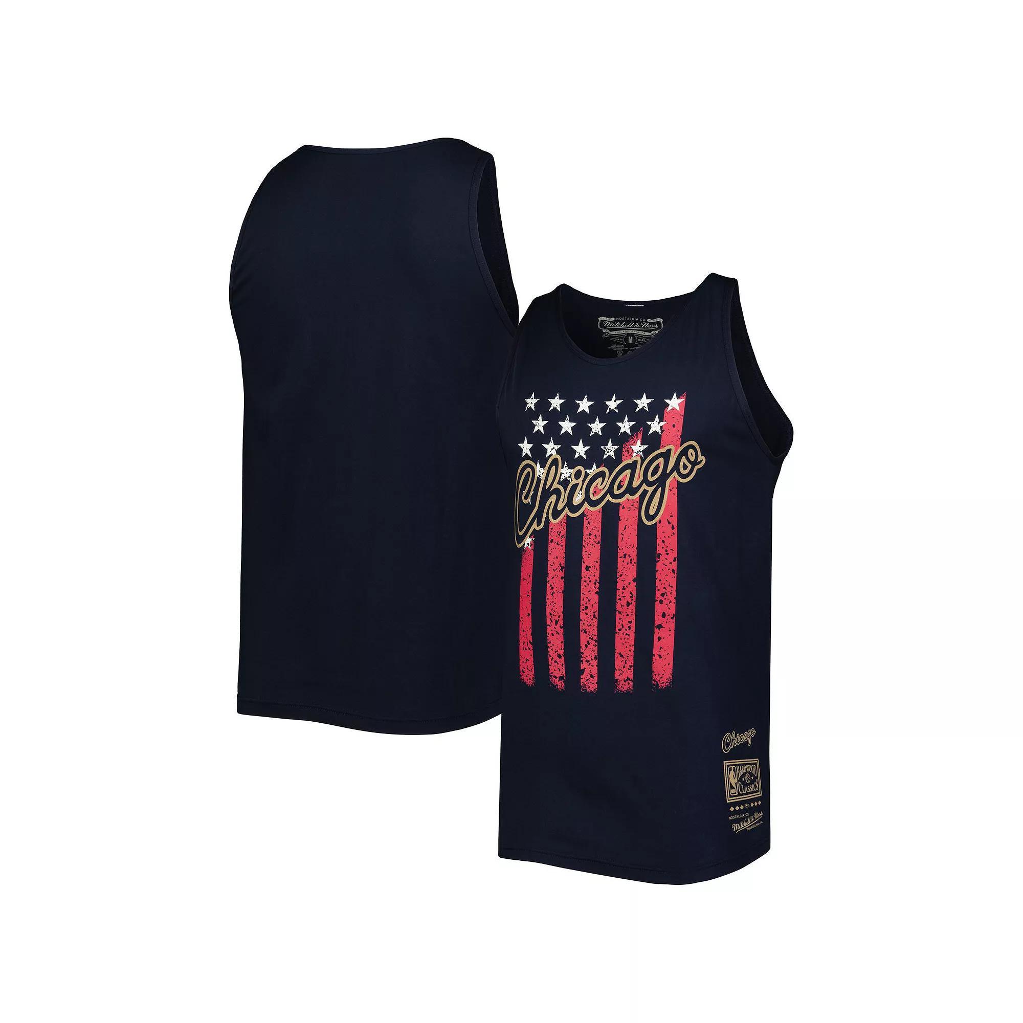 Men's Mitchell & Ness Navy Chicago Bulls Hardwood Classics Americana Stars and Stripes Tank Top, Size: Small, Blue Product Image
