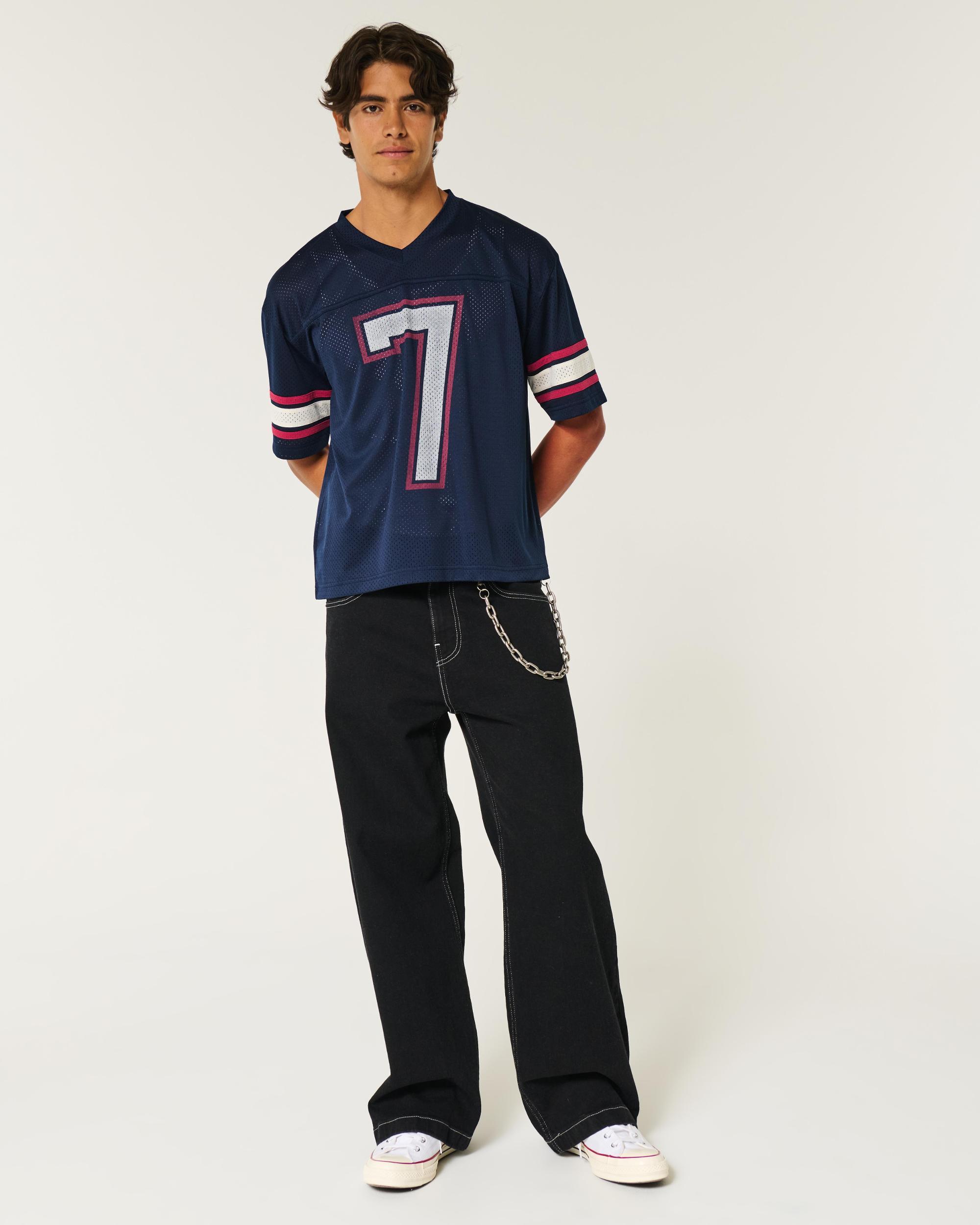 Boxy Crop Mesh Graphic Football Jersey Product Image
