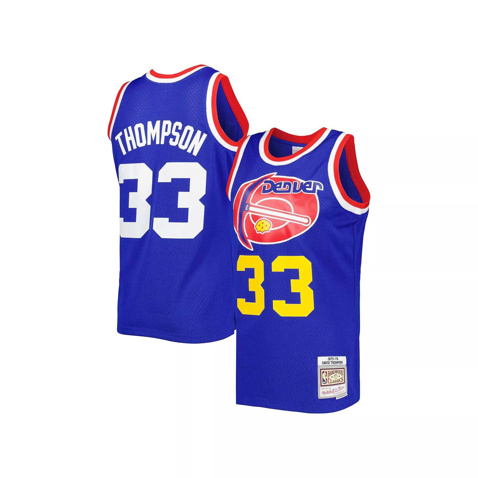 Men's Mitchell & Ness David Thompson Royal Denver Nuggets Hardwood Classics 1975-76 Swingman Jersey, Size: Small, Nug Blue Product Image