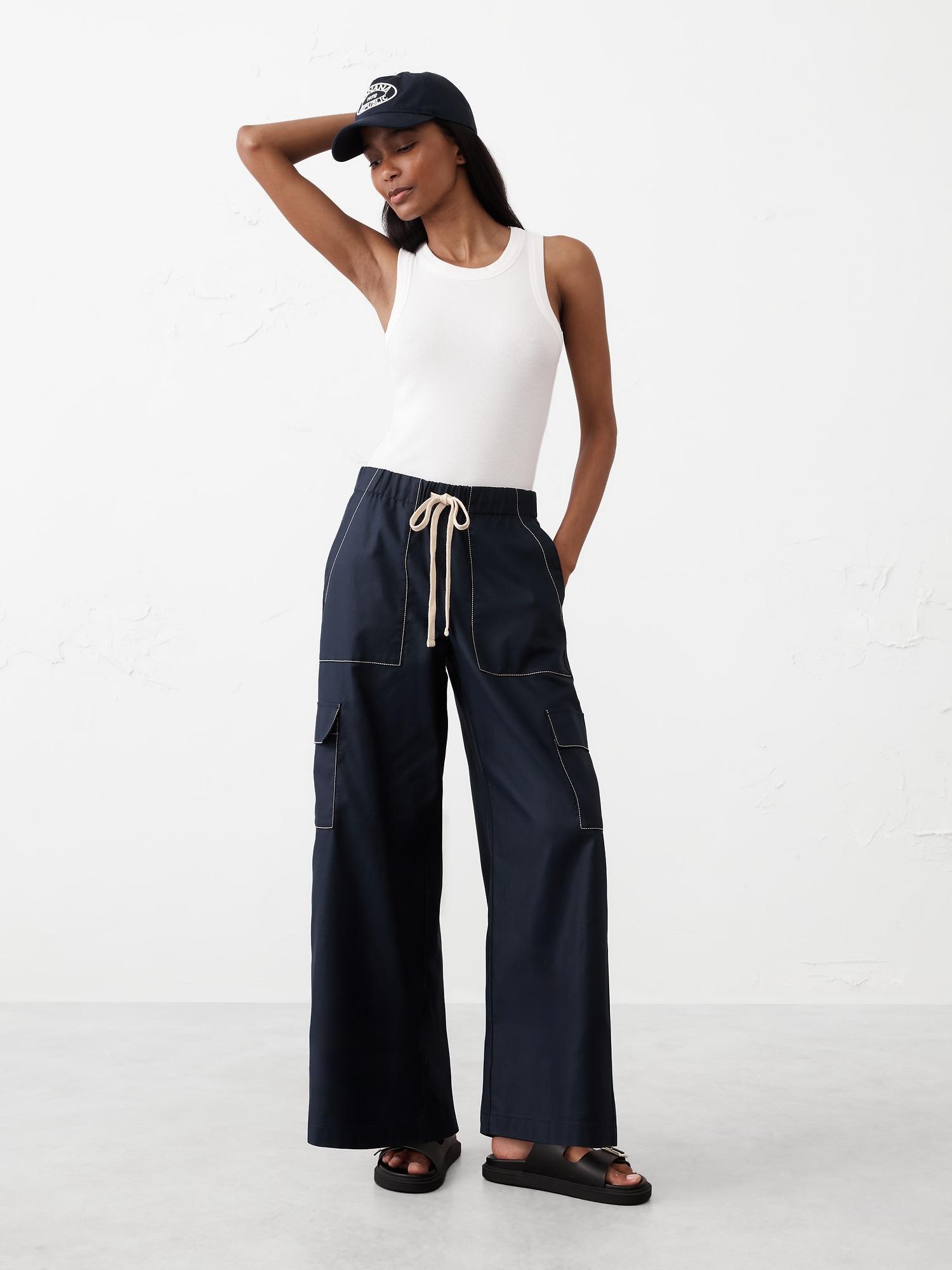 Wide-Leg High-Rise Cargo Pull-On Pant Product Image