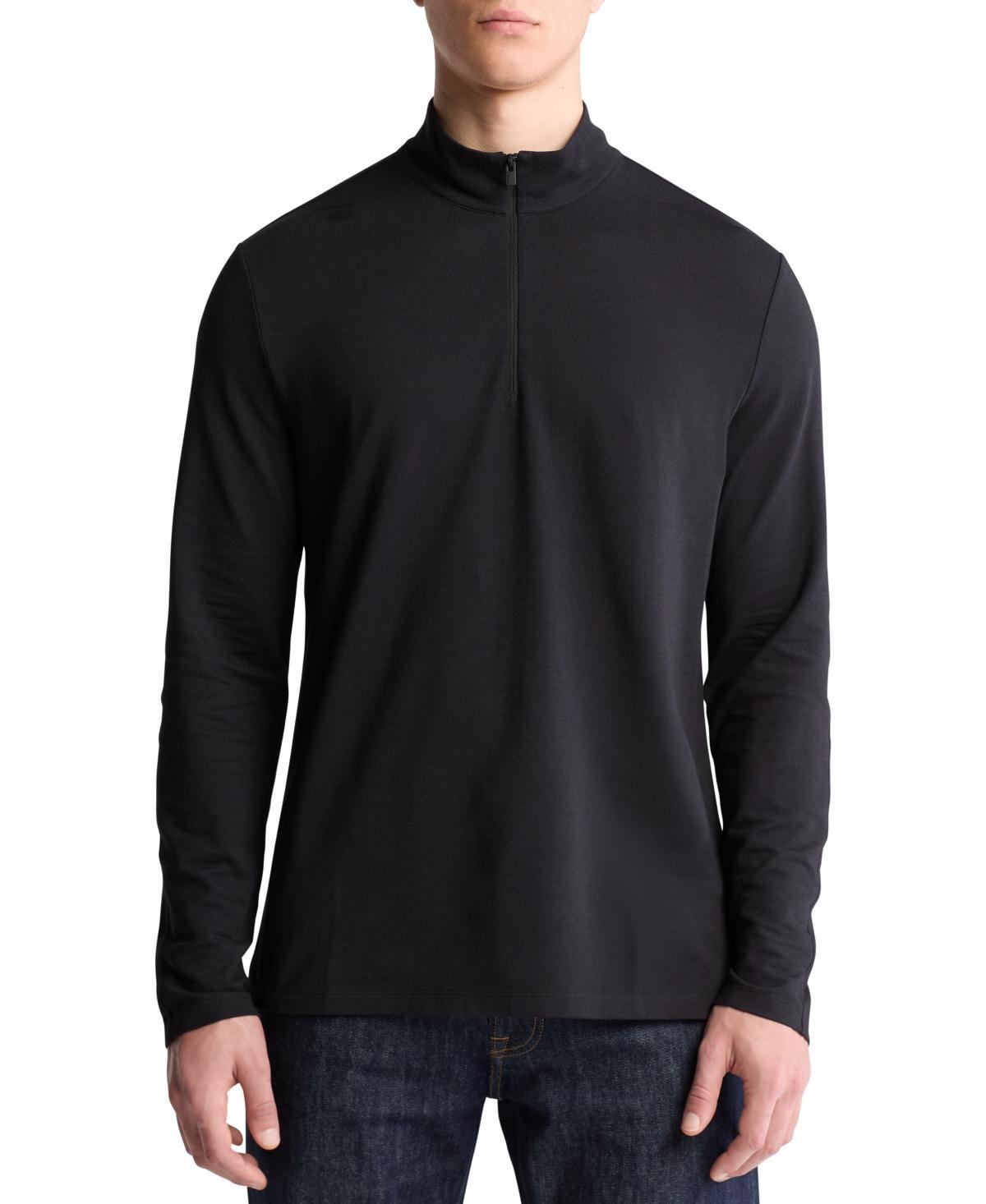 Calvin Klein Men's Tech Pique Quarter Zip Mock Neck Top - Blue - L Product Image