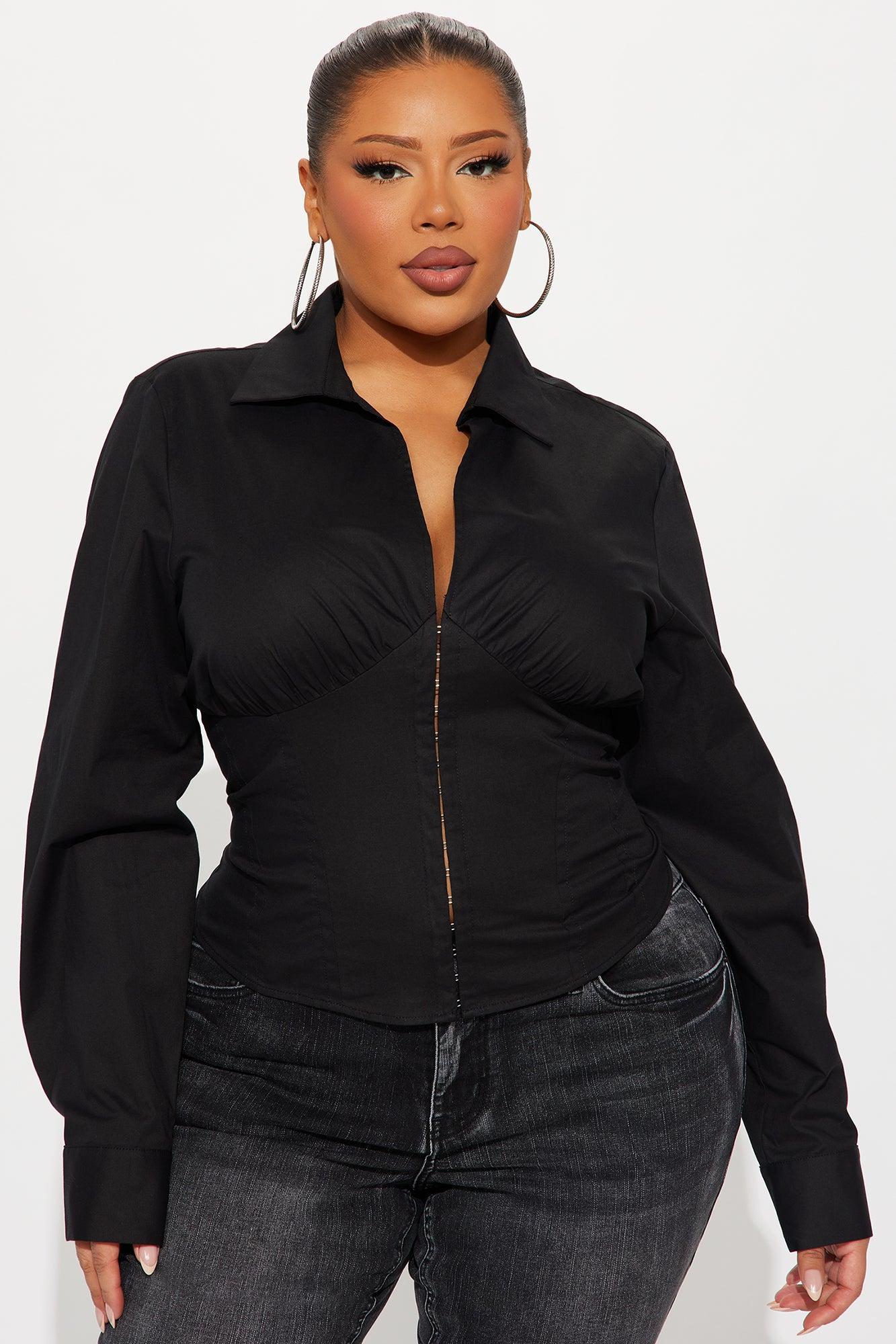 Quinn Poplin Top - Black Product Image