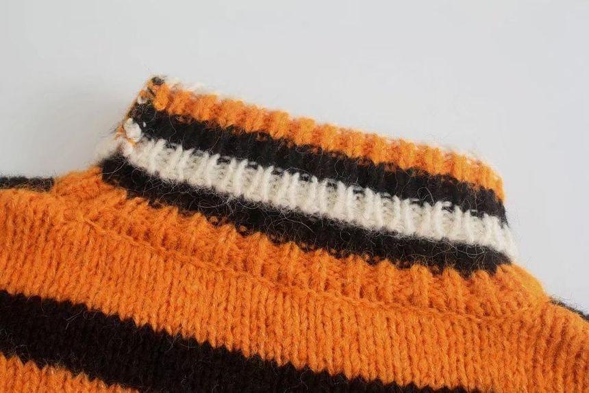 Mock Neck Striped Sweater Product Image