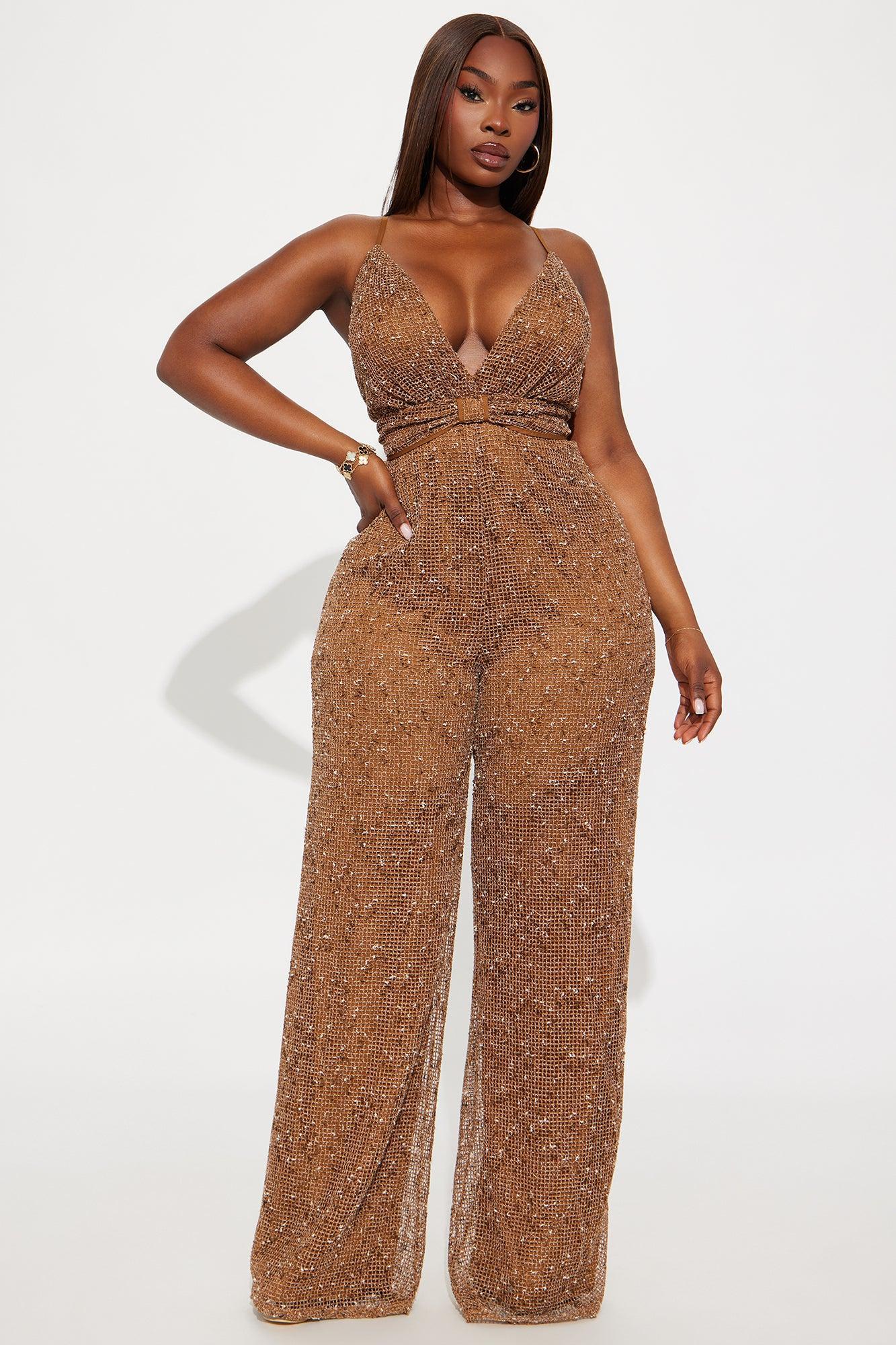 Lost In You Crochet Wide Leg Jumpsuit - Mocha/combo Product Image
