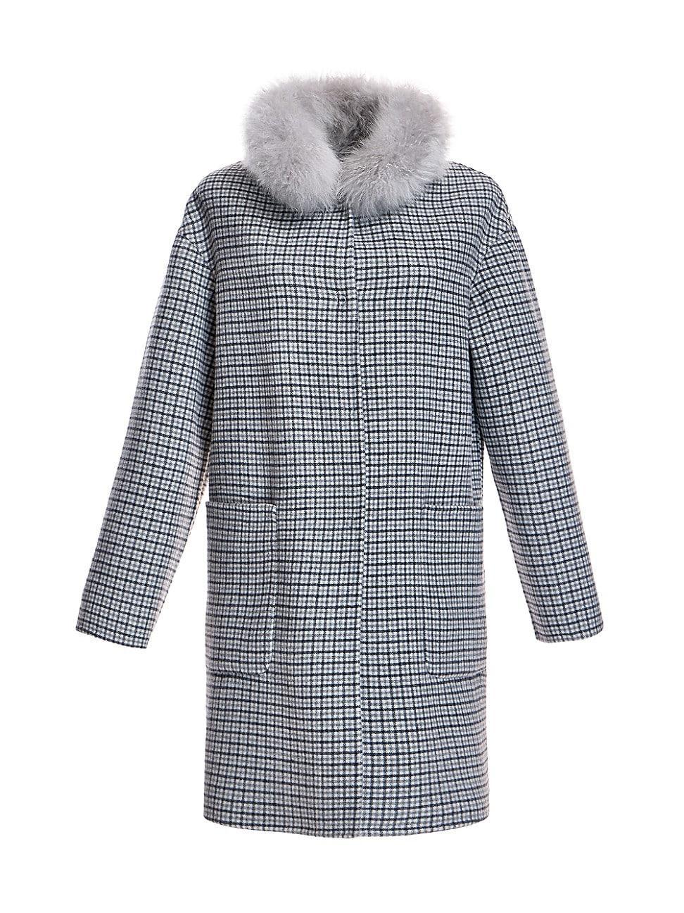 Womens Reversible Shearling-Collar Coat Product Image