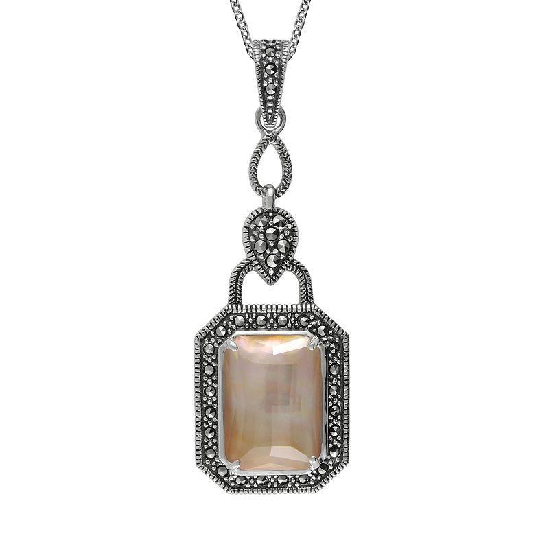 Diamond Splendor Sterling Silver Mother-of-Pearl & Crystal Doublet Pendant, Womens Yellow Product Image