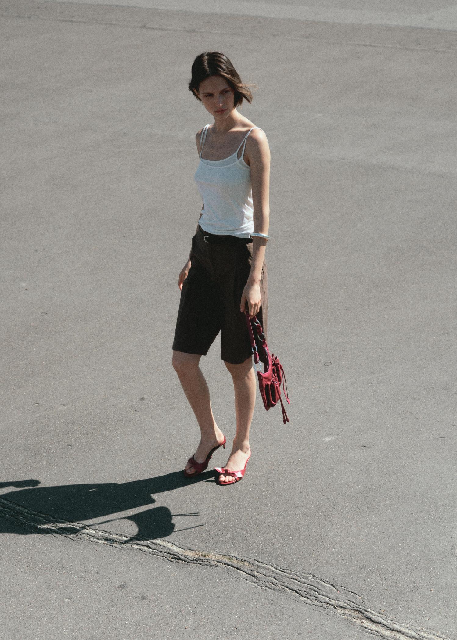 Cotton suit bermuda shorts - Women | MANGO USA Product Image