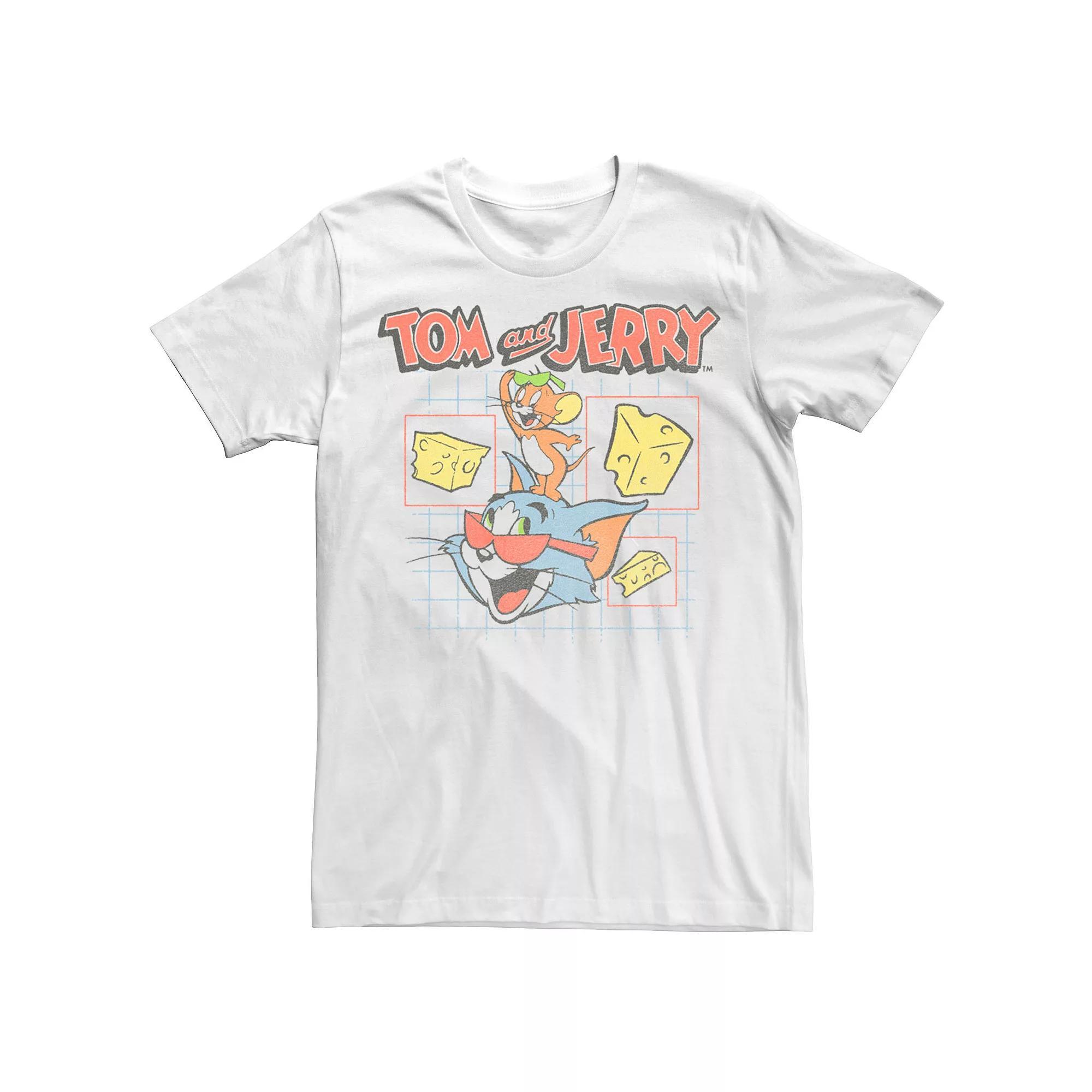 Men's Tom And Jerry With Glasses And Cheese Tee, Size: Medium, White Product Image