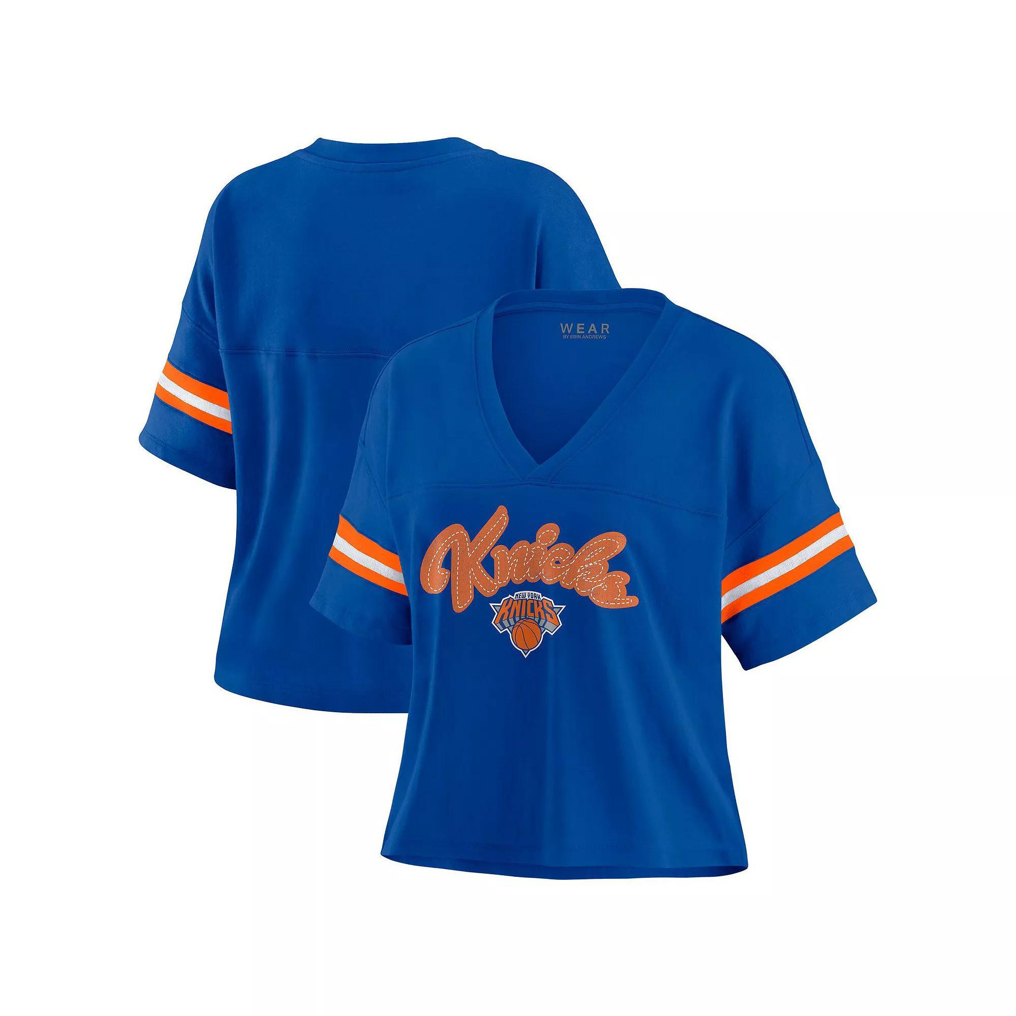 Womens WEAR by Erin Andrews Blue Orlando Magic Color Block Boxy V-Neck T-Shirt Product Image