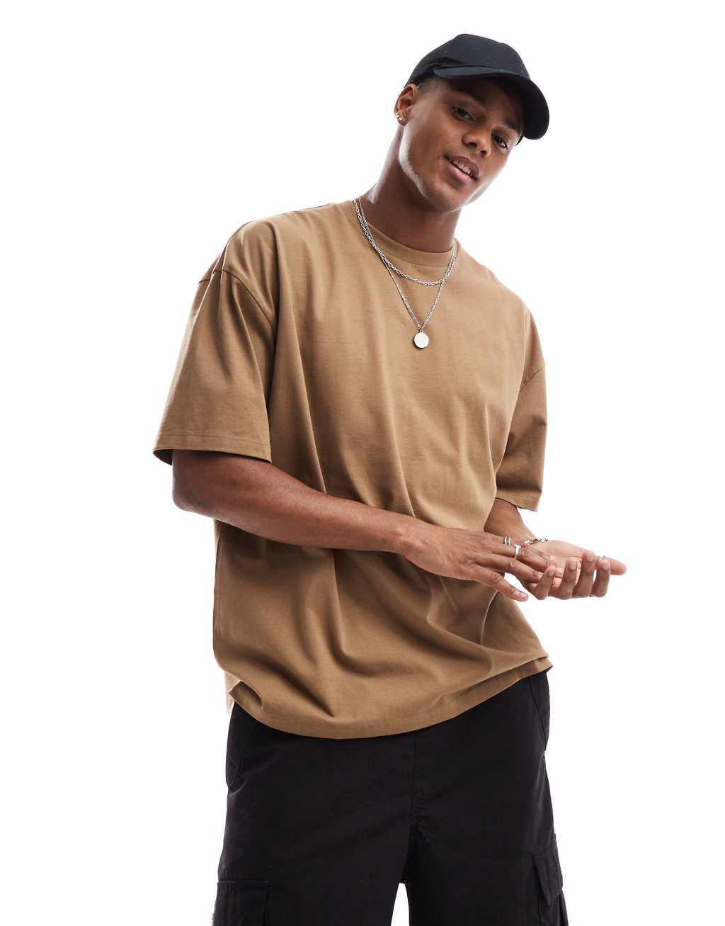 ASOS DESIGN oversized t-shirt in brown with astrological back print Product Image