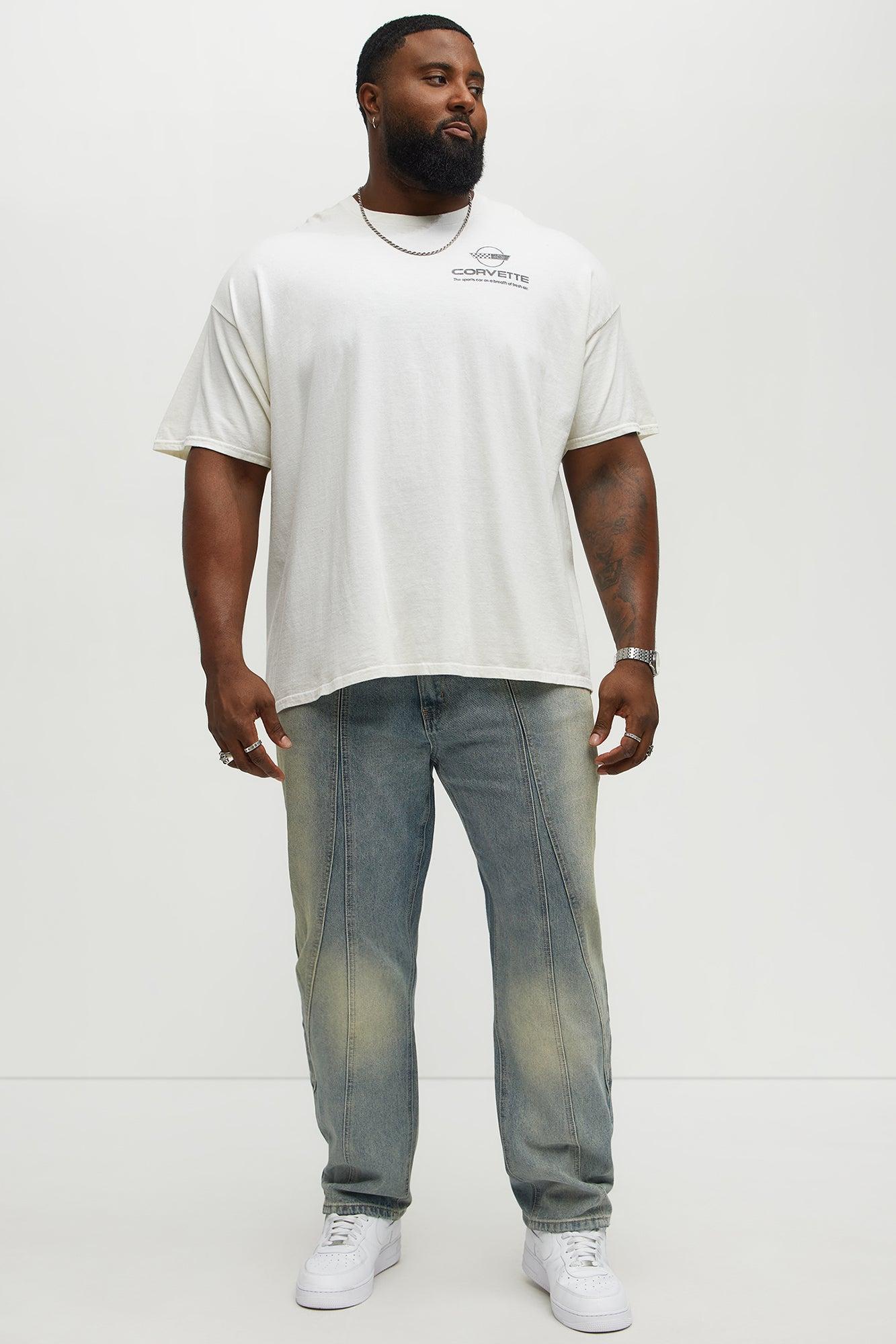 Up And Down Panel Slim Jeans - Vintage Blue Wash Product Image