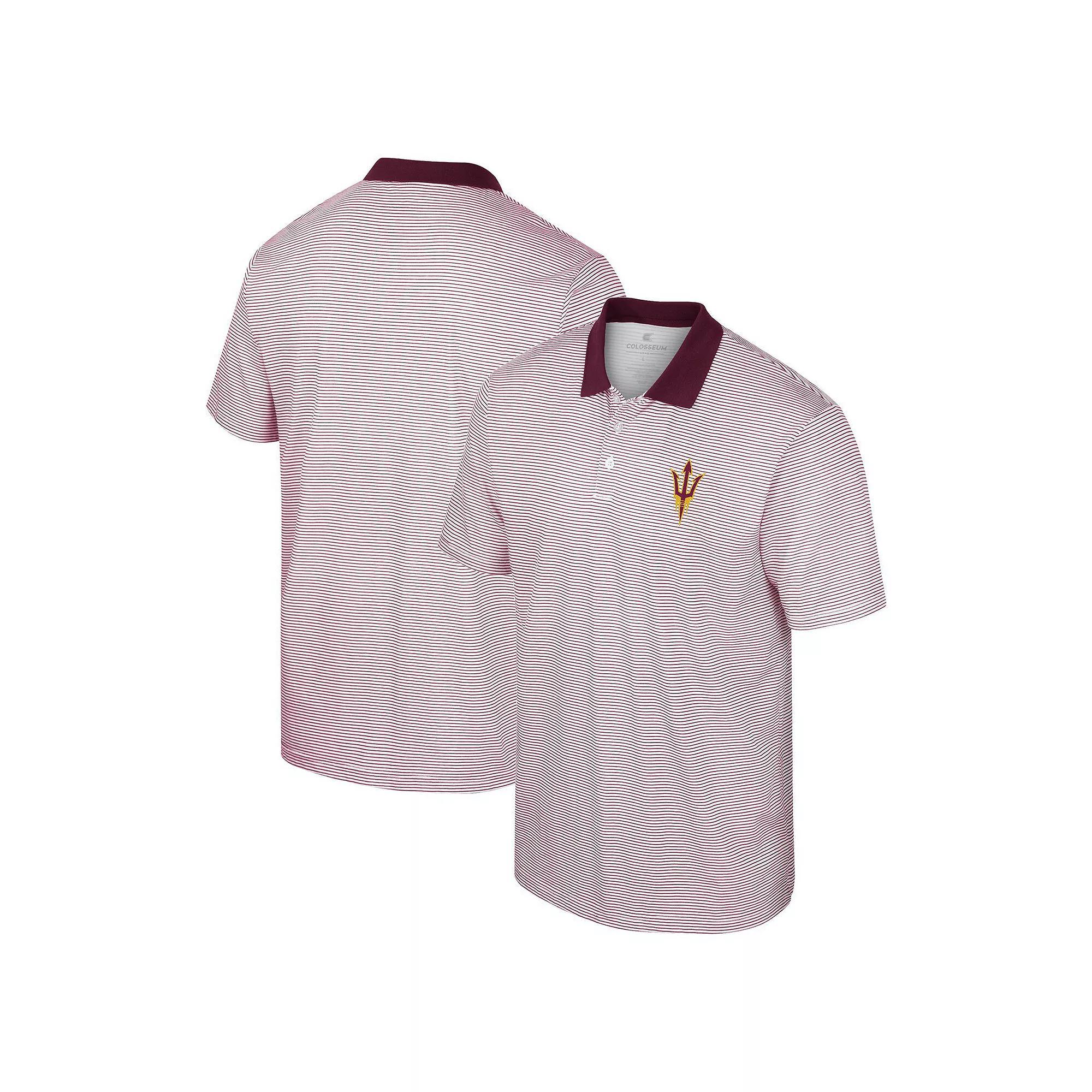 Men's Colosseum White/Maroon Arizona State Sun Devils Print Stripe Polo, Size: 3XL Product Image
