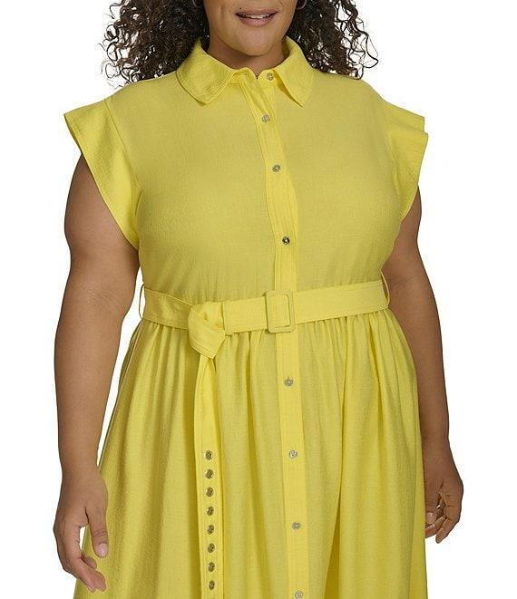 DKNY by Donna Karan Plus Size Short Sleeve Button Front Shirt Dress Product Image