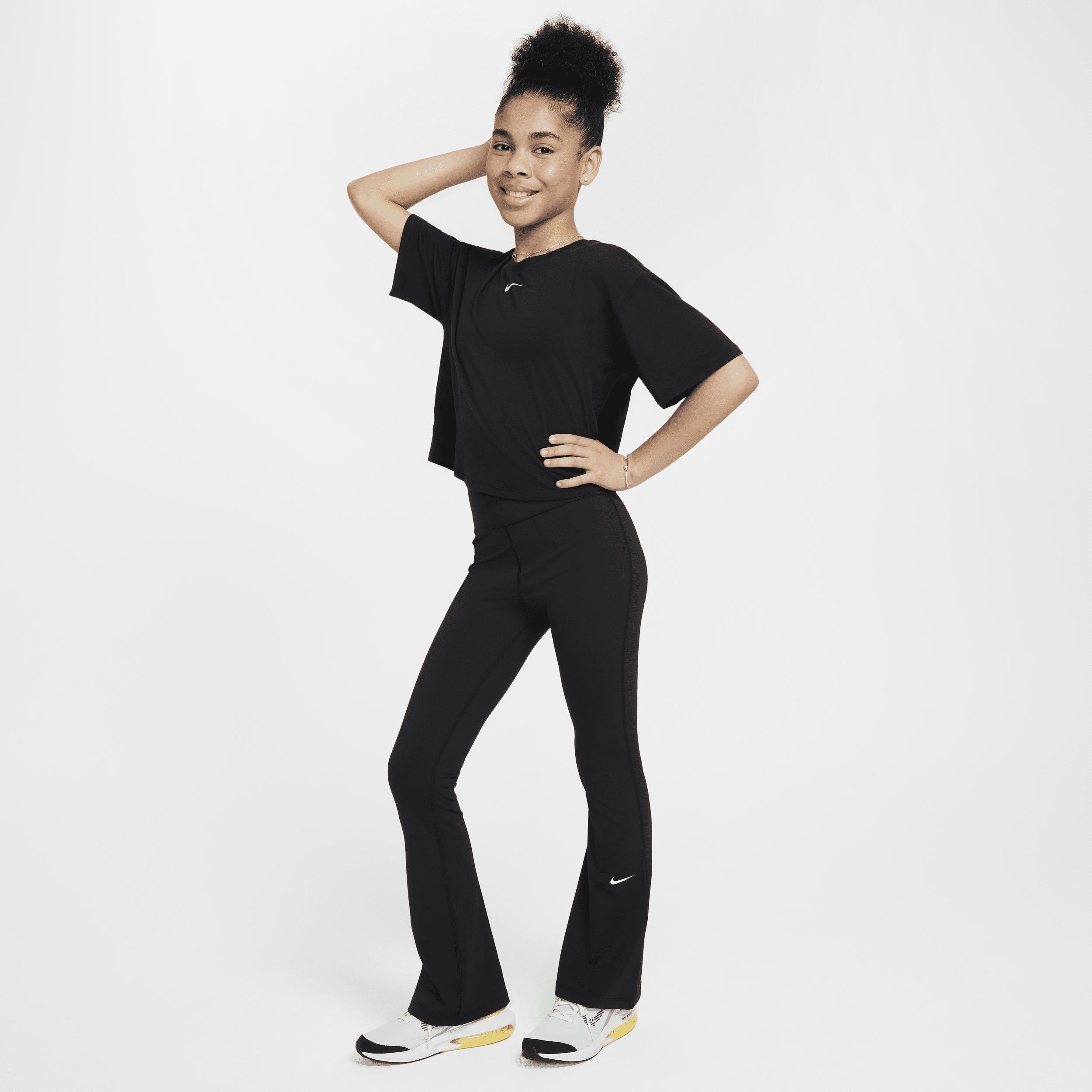 Kids' Nike One Dri-FIT Flare Leggings in Black/White at Nordstrom, Size Xs Product Image