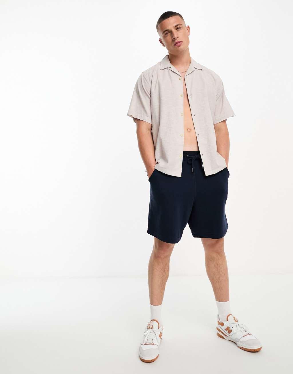 Jack & Jones Premium linen mix revere collar shirt Product Image