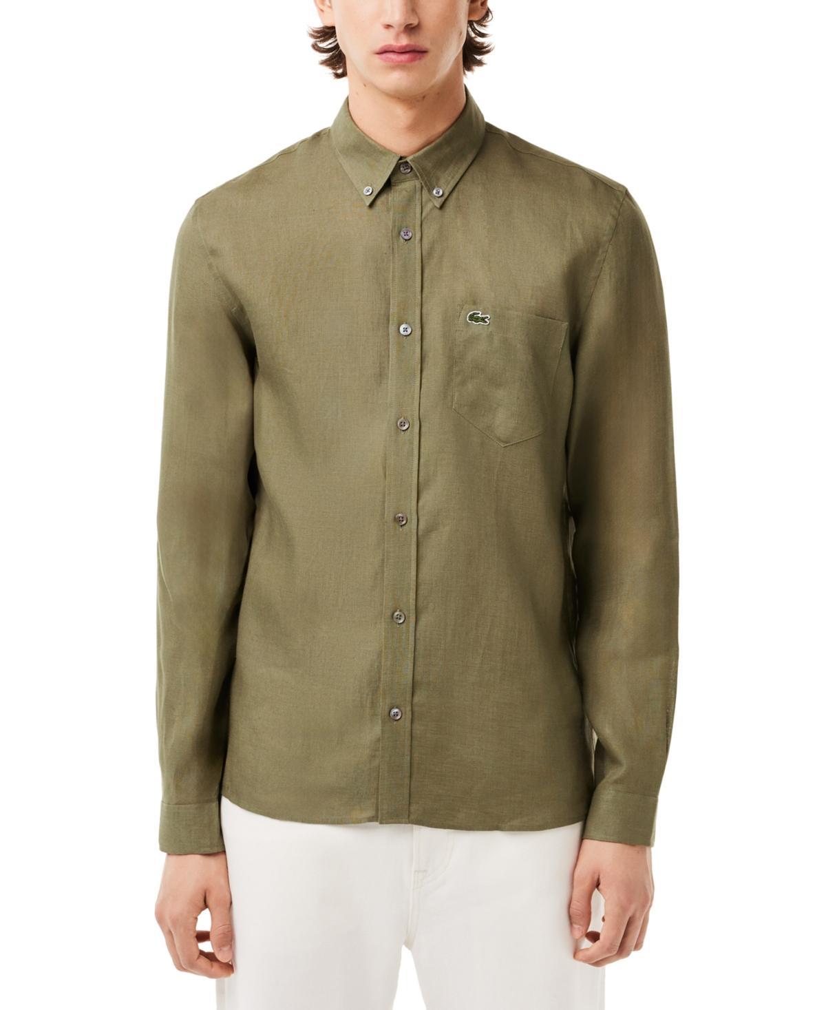 Lacoste Mens Regular-Fit Linen Shirt - Lt Product Image