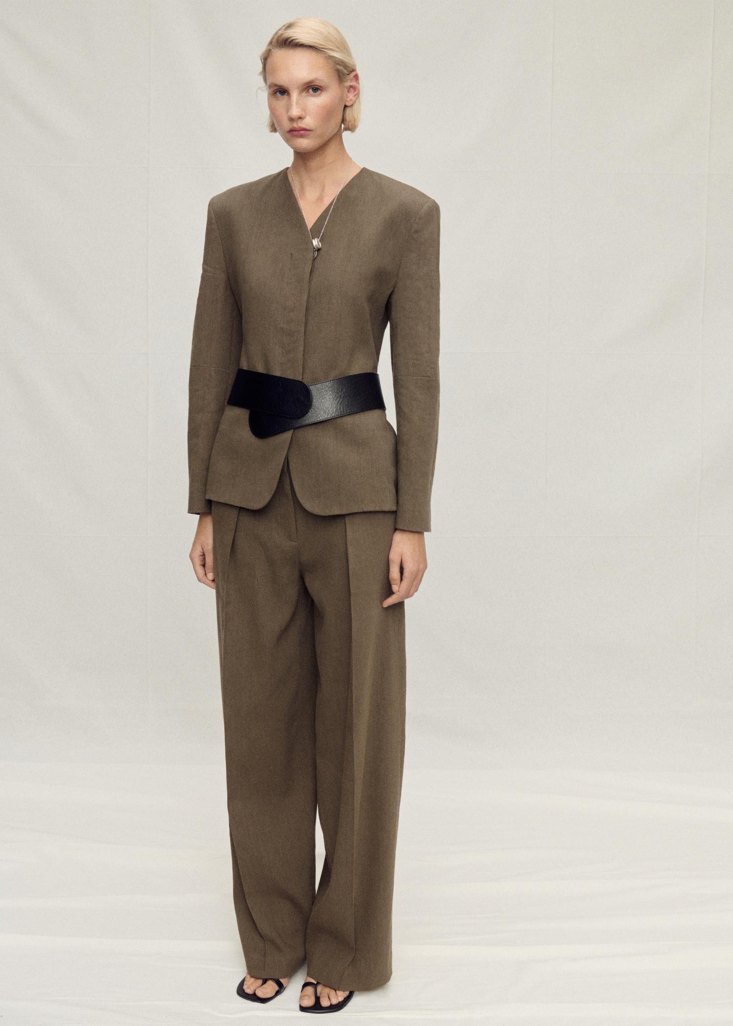 Seamless linen suit pants - Women | MANGO USA Product Image
