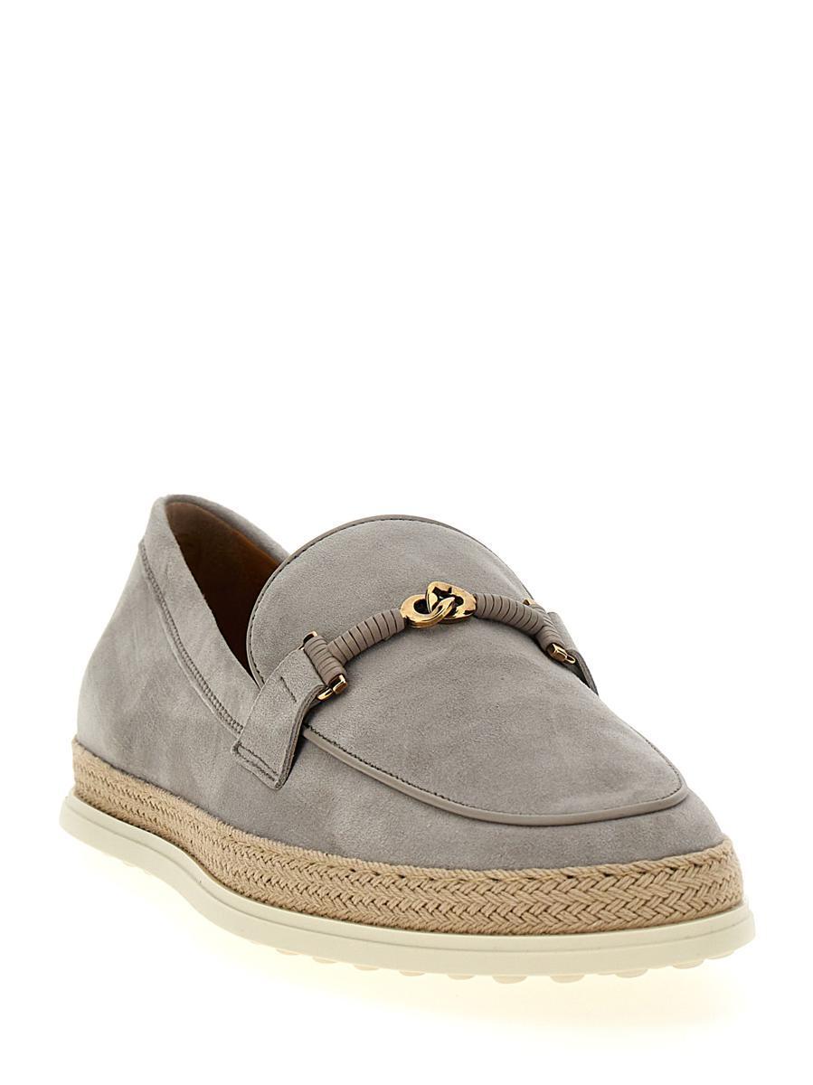 TOD'S Suede Loafers In Gray Product Image
