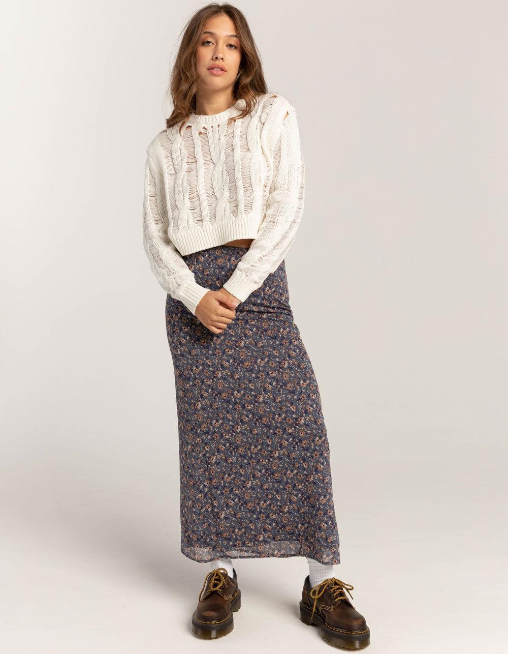 FULL TILT Drop Needle Womens Sweater - LIGHT BLUE Product Image