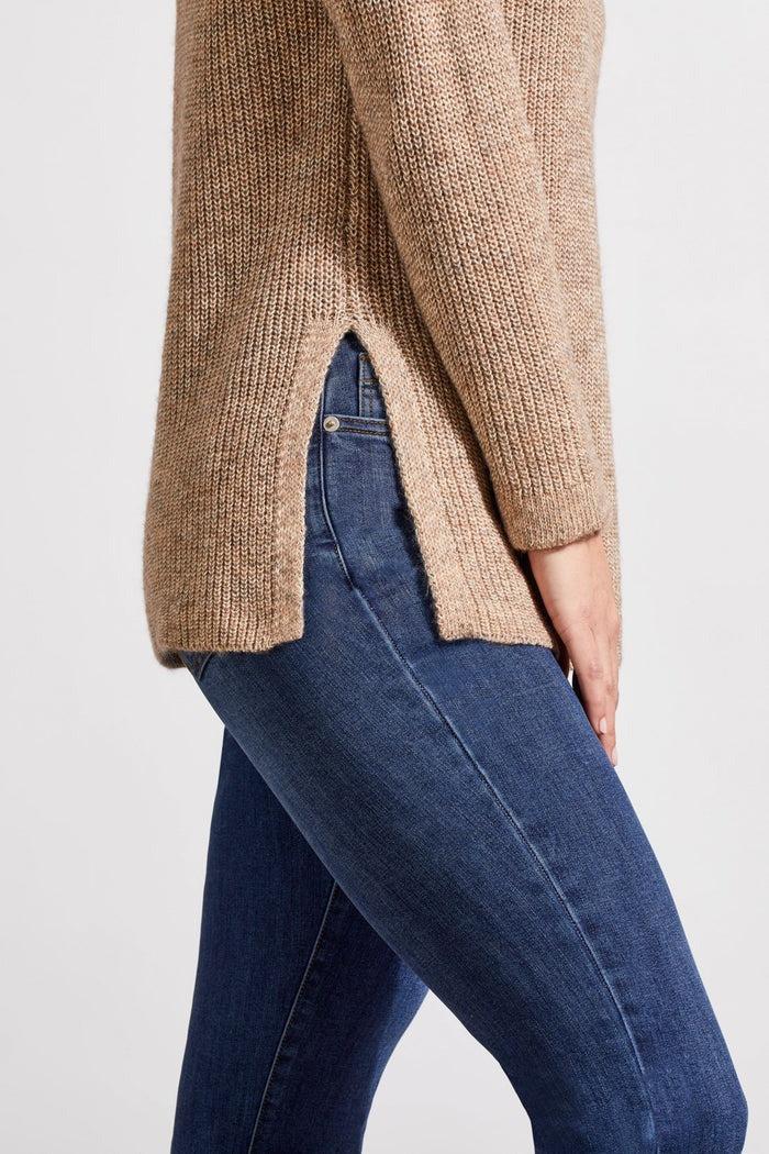 Mock Neck Tunic Sweater with Side Slits Product Image