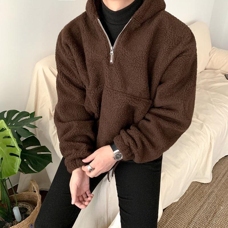 RT No. 3348 HALF ZIP-UP FLEECE HOODIE Product Image